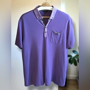 HP✨Ted Baker London | Short Sleeve 1/4 Button Purple Polo Shirt | Size 6 (2XL)